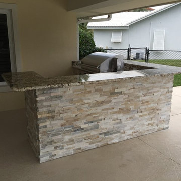 Stacked Stone L-Shaped Kitchen