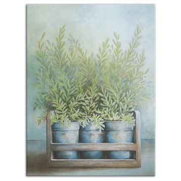 Painted Potted Herbs 18x24 Canvas Wall Art