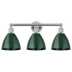 Innovations Lighting - Plymouth Dome 3-Light 26" Bath Vanity Light, Polished Chrome, Green - Innovation at its finest and a true game changer. Edison marries the best of our Franklin and Ballston collections to give you versatility of design and uncompromising construction.  Edison fixtures are industrial-inspired and can be customized with glass or metal shades from both the Franklin and Ballston collections.