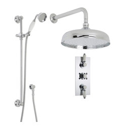 Hudson Reed - Traditional Thermostatic Shower System, 12 Ceiling Head & Handshower - Showerheads And Body Sprays