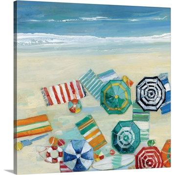 Beach Fun II Wrapped Canvas Art Print, 16"x16"x1.5"