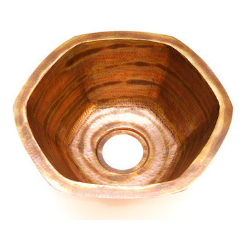 Hexagonal Bar Copper Sink Undermount Or Drop In, With Solid Copper Drain
