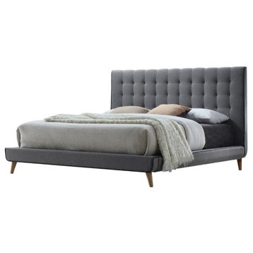 ACME Valda Upholstered King Panel Bed in Light Gray