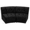 Limitless Velvet Upholstered 2-Piece Modular Sectional, Black