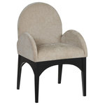 Meridian Furniture - Waldorf Chenille Upholstered Dining Chair, Black, Chenille, Natural Finish, Beige, Arm Chair, Chenille Fabric, Black Finish - The Waldorf Chenille Fabric Dining Arm Chair exudes elegance and comfort. Crafted with solid ash wood, this dining chair boasts a sturdy and durable construction. The black finished legs provide a sleek and welcoming touch to the overall design. The plush beige chenille fabric on the seat and backrest of the chair offers a soft and cozy seating experience, making it an ideal choice for long dinner conversations with family and friends.