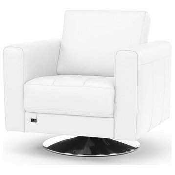 Laurent White Swivel Chair with Top Grain Leather