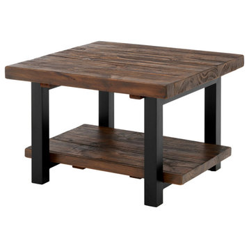 Pomona 27" Metal and Wood Square Coffee Table
