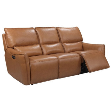 Bowery Hill Modern Geuine Leather & Hardwood Sofa in Desert Brown