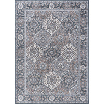 Newcomb Traditional Oriental Gray Rectangle Area Rug, 5'x7'