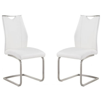 Bravo Side Chairs, White and Stainless Steel, Set of 2