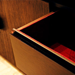 Metaphor | Bar Cabinet &mdash; Detail of Felt Lined Drawer - Wine And Bar Cabinets