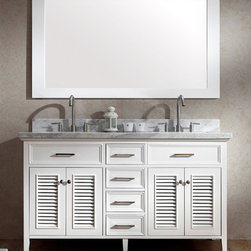 61 inch Cottage Double Sink Bathroom Vanity Set in White Finish - Bathroom Vanities And Sink Consoles