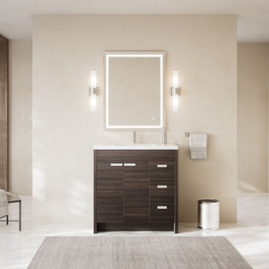 The Amalfi Bathroom Vanity, Single Sink, 36", Gray Oak, Freestanding