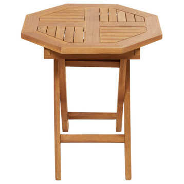 Traditional Brown Teak Wood Outdoor Accent Table 562675
