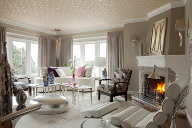 Trendy formal living room photo in San Francisco with a standard fireplace