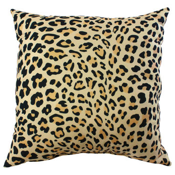 Leopard Print Decorative Pillow, 16x16, Tan/Black
