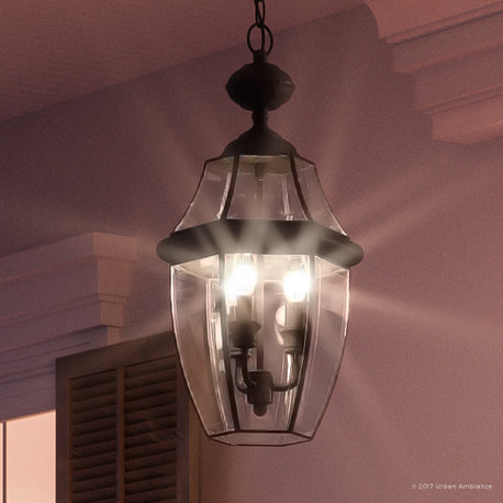 Luxury Colonial Black Outdoor Pendant Light, UQL1159, Cambridge Collection