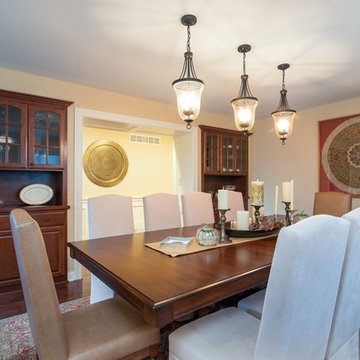 Dining Room Built-Ins with Cherry Cabinets and Countertops