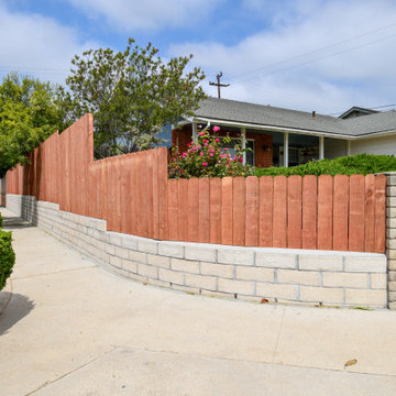 Camarillo Retaining Wall, CMU Block Wall, Wood Fencing