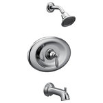 Moen - Moen Brantford Chrome Posi-Temp(R Tub/Shower T2157EP - With intricate architectural features that transcend time, Brantford faucets and accessories give any bath a polished, traditional look. Classic lever handles, a tapered spout and globe finial give this collection universal appeal.