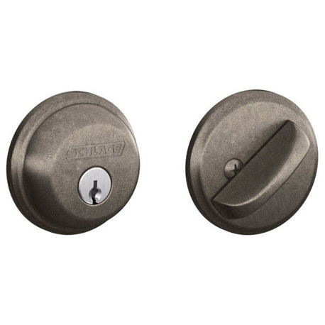 Schlage B60 Single Cylinder Keyed Entry Grade 1 Deadbolt - Distressed Nickel