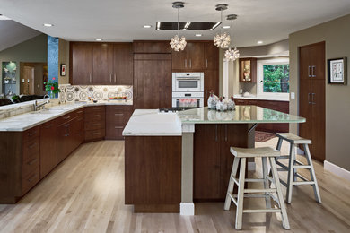 Example of a transitional kitchen design in Denver