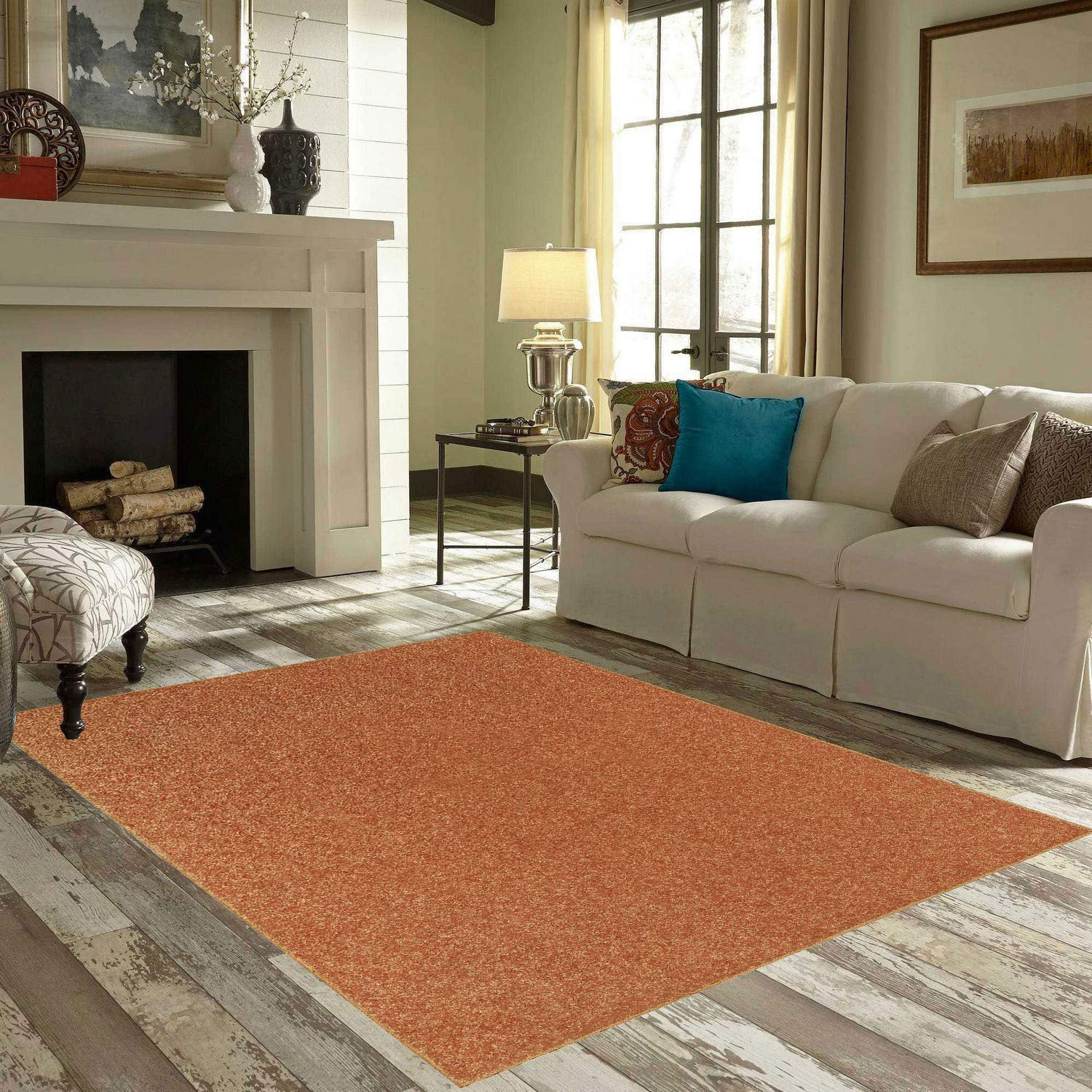 Saturn Collection Solid Color Area Rugs, Rust, 5' Octagon ...