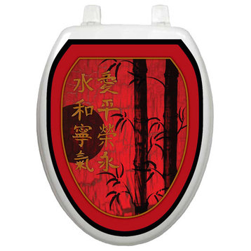 Red Delight Toilet Tattoos  Seat Cover, Vinyl Lid Decal, Bathroom Lid Décor, Elongated