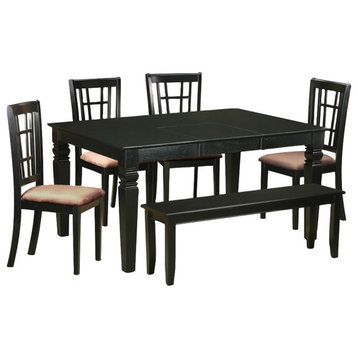 6-Piece Kitchen Nook Dining Set Dinette Table and 4 Chairs With Bench