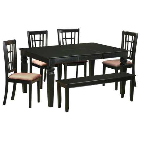 6-Piece Kitchen Nook Dining Set Dinette Table and 4 Chairs With Bench