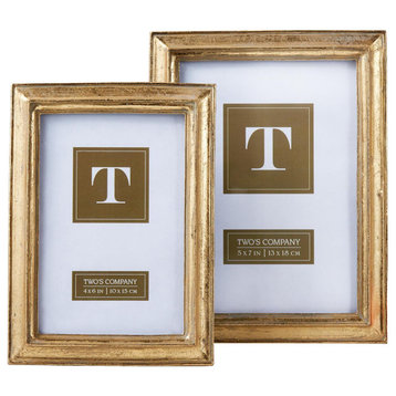 Two's Company 50390 2-Piece Gold Leaf Photo Frame Set