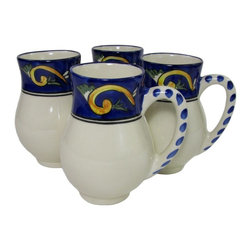 Le Souk Ceramique - Riya Stoneware Large Mugs, Set of 4 - Mugs