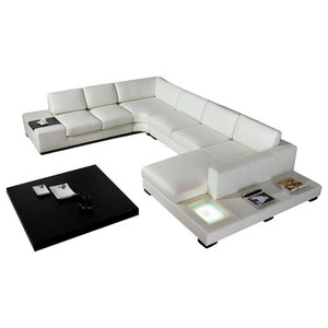 Forte Grey Microfiber Modern Sectional Sofas White Top Grain Italian Leather Sectional Sofa