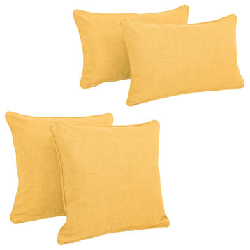 Blazing Needles Indoor/Outdoor Spun Polyester Throw Pillows, Set of 3, Lemon, Se
