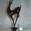 Deer standing Bronze Statue -  Size: 12"L x 7"W x 30"H.
