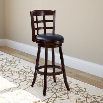 Woodgrove 43" Dark Cappuccino Wood Barstool With Black Leatherette Seat