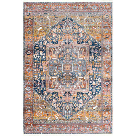 Nuloom Ehtel Medallion Fringe Traditional Area Rug, Rust 9'x12'