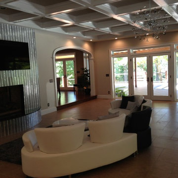 Eden Mosaic Tile Installations: Long Random Bar Silver Aluminum Tile