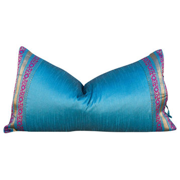 Raia Large Festive Indian Silk Queen Lumbar Pillow Cover