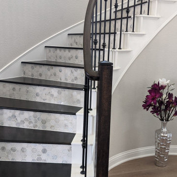 Curved Stairs With Wood And Tile