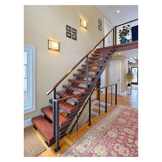 Double stringer open riser stairs - Contemporary - Staircase - New York ...