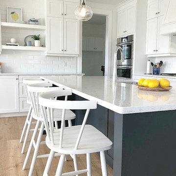 White and Navy Blue Kitchen - New Home