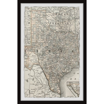 "Map of Texas" Framed Painting Print, 30"x45"