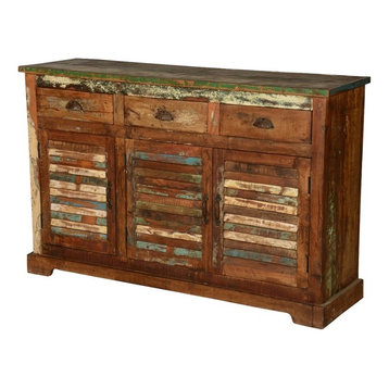 Austin Shutter Door 3 Drawer Rustic Reclaimed Wood Sideboard