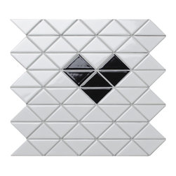 Heart Shape Pattern: Sweet Triangle Tile - TR2-SH-GW-B - Mosaic Tile