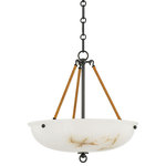 Hudson Valley Lighting - Somerset 3 Light Pendant, Distressed Bronze - Enduring materials and an elegant shape enhance Somersets distinguished nature. Add a luxe look to ceilings throughout the home with this alabaster pendant and flush mount. The detailed metalwork, including the delicate finial and intricate chain work in Aged Brass or Distressed Bronze, feels sophisticated. Part of our Mark D. Sikes collection.