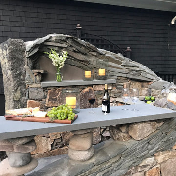 Coastal Maine Backyard Renovation with Plunge Pool and Gas Fire Pit