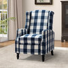 Upholstered Manual Recliner With Wingback, Navy