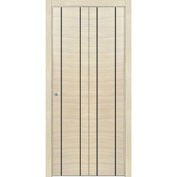 Bi-fold Doors 64 x 96 | Planum 0017 Natural Veneer with  | Sturdy Tracks