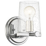 Designers Fountain - Matteson 1-Light Wall Sconce, Chrome - Hip and Airy, Matteson is at home in an Urban Loft or a Modern Farmhouse. The tapered clear seedy glass shades sit effortlessly between the bold knurled knobs giving sophisticated credit to both form and function.